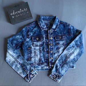 Amethyst Distressed Crop Denim Jean Jacket (M)
